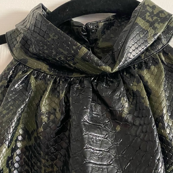 Ramy Brook Pam Embossed Faux-Leather Top - Picture 4 of 12